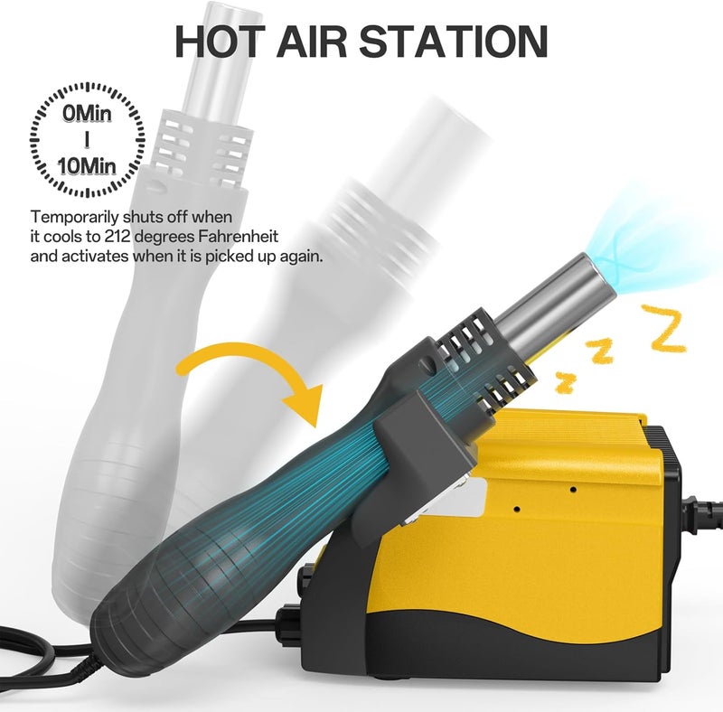 BAKON BK882 Soldering Station 2-IN-1 Hot Air Rework Station with Large LCD Display,650W Hign Power Solder Stations, °F /°C Cool/Hot Air Conversion, Digital Temperature Calibration, Auto Sleep - Image 4